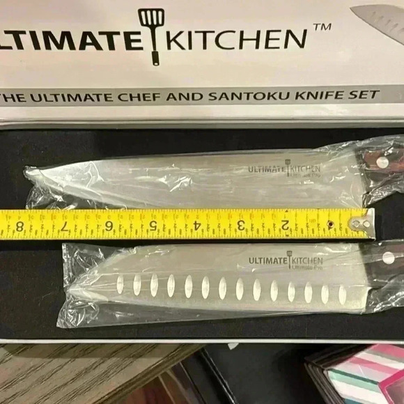 Ultimate Kitchen chef and santoku knife set, NWOT - Picture 2 of 6
